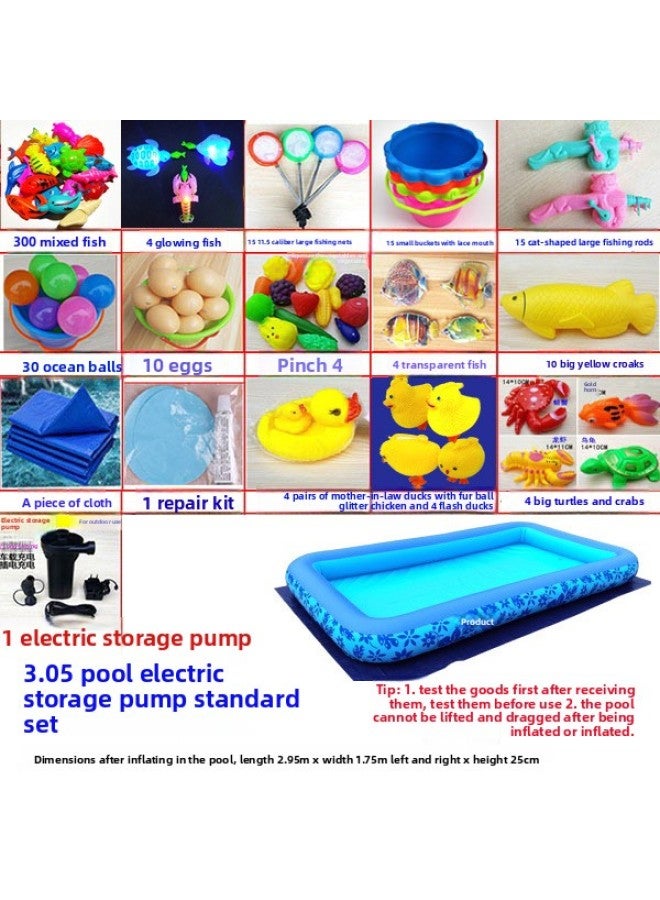 Fishing Pond Set Square Stall Thickeneded Inflatable Pool Kindergarten Magnetic Fish Fishing Rod Kidsren's Educational Toy Fish